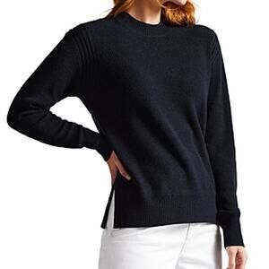 Ted Baker Rashell Cashmere Blend Crew Neck Sweater Navy Blue Size 6 (US 14) EUC